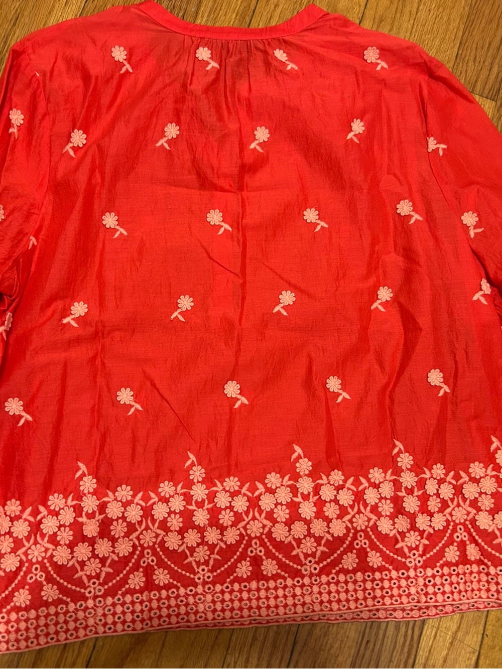 J.Crew | Floral Embroidered Blouse blood orange‎ XXL - Picture 10 of 10